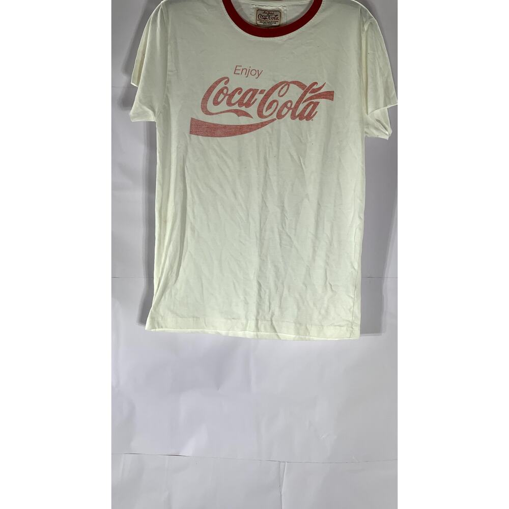 RED JACKET FOR COCA COLA Men's White-Red Logo Crewneck Short Sleeve T-Shirt SZ S